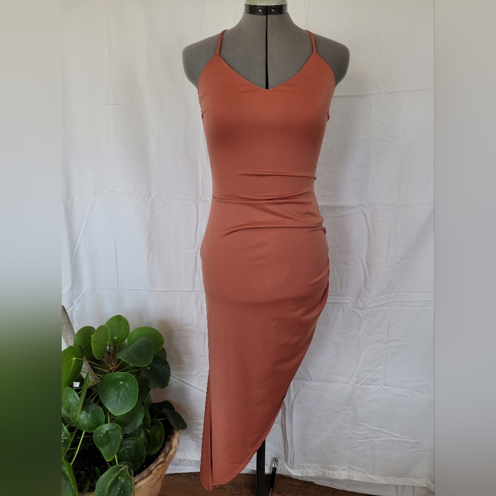 Firefly bodycon pink dress with asymmetrical hem